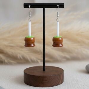 Green Candy Apple with Caramel - Handmade Earrings